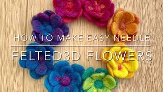 How to make easy 3D needle felted flowers using a sugar flower cutter or cookie cutter [upl. by Nahum517]