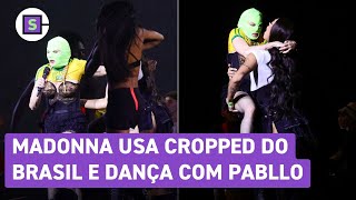 Madonna usa cropped do Brasil e é carregada no colo por Pabllo Vittar em 2ª noite de ensaio [upl. by Gusella]