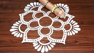 Easy Round Flower Rangoli Designs for BEGINNERS🌺 Step by Step Special Alpona Designs for FESTIVAL 🌷 [upl. by Yendic]