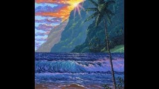 How To Paint Hawaiian Beach At Sunset Fast Complete Video Time Lapse [upl. by Iralav171]