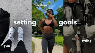 fitgirl vlog stop talking yourself out of your goals lets walk 10k steps amp cycling class [upl. by Krahling]