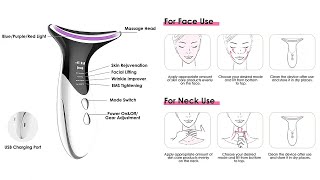 EMS Microcurrent Color Light Warm Therapy Neck Wrinkle Removal Vibration Massager Face Lifting [upl. by Vivle]