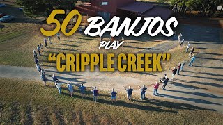 50 Banjos Play quotCripple Creekquot at Banjo Bens Cabin Camp 2024 [upl. by Nylidnarb872]