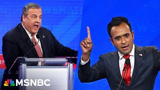 Vivek Ramaswamy tried to wear Trumps shoes Chris Christie knocked them off [upl. by Fisoi]