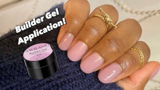 How to apply Saviland Pink Builder Gel Application on Short Natural Nails [upl. by Flavian604]