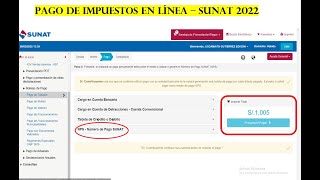 PAGO DE IMPUESTOS EN LINEA SUNAT  2022 [upl. by Junina]