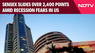 Sensex News  Sensex Slides Over 2400 Points As Jobs Data Sparks Recession Fears In US amp Other News [upl. by Eivol808]