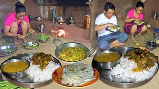 Darjeeling Village Cooking amp Eating Aloo Beans Fry Dal With Rice In Their Own StyleDarjeeling Food [upl. by Arten]