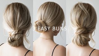 HOW TO 3 EASY Low Bun Hairstyles 💕 Perfect for Prom Weddings Work [upl. by Lesde]