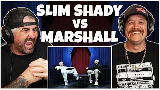 Slim Shady vs Marshall Mathers THE FACEOFF Rock Artist Reaction [upl. by Abbot]