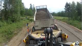 Volvo L90C with MassMaster Gravellayer  Grusläggare [upl. by Tnarg]