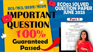 ECO02 June 2023 Accountancy Solved Question Paper  IGNOU BCOM MCOM BCA IGNOU BCOM ECO02 [upl. by Skip]