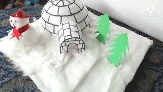 How to make igloo with snow man  igloo project for school [upl. by Eerazed776]