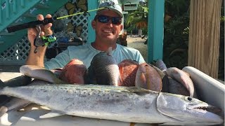 Snapper Grouper Mackerel TINY ROD Catch Clean Cook in the Florida Keys [upl. by Cire169]