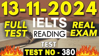 IELTS Reading Test 2024 with Answers  13112024  Test No  is 380 [upl. by Lekcim]