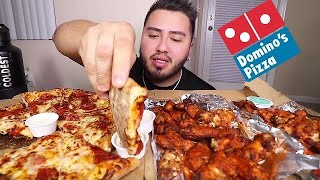 MASSIVE Dominos Pizza amp Hot Wings MUKBANG [upl. by Reffineg]