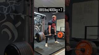 Colton Engelbrecht deadlift 400kg881lbs x 7 reps powerlifting power sports shorts gym [upl. by Trepur]