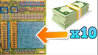 PLAYING 10 MULTIPLIER CROSSWORD SCRATCH OFF TICKETS IN A ROW 💰😄 [upl. by Einahpit]