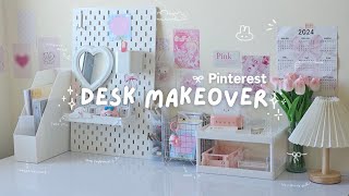 Pinkwhite aesthetic desk🎐🤍  desk makeover Pinterest haul room design🧸ྀི [upl. by Carboni]