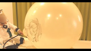 バーバラちゃんのモナ風船ブロワー割り！Barbaras Mona balloon inflating and popping [upl. by Teuton572]