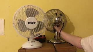 Progress 10 inch oscillating chrome desk fan VS Texet 9 inch oscillating white desk fan [upl. by Odnala888]