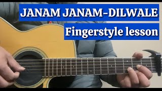 Janam Janam  Dilwale Guitar Fingerstyle lesson  Hindi song fingerstyle lesson [upl. by Ahsakat]