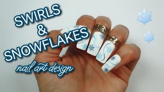 Swirls amp Snowflakes Nail Art Tutorial 💅✨  Stamping Nail Design [upl. by Llyrad]