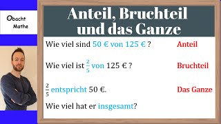 Anteile Bruchteile und das Ganze  kurze Zusammenfassung  ganz einfach erklärt  ObachtMathe [upl. by Suinuj]