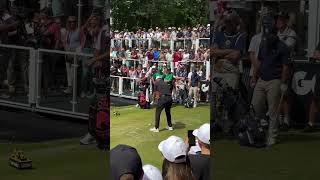 Rahmbo tees off the final round in the UK LIVGolf shorts golf [upl. by Gnem]