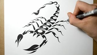 How to Draw a Scorpion  Tribal Tattoo Design Style [upl. by Sunny972]