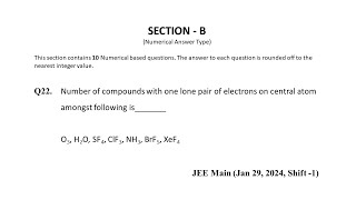 Q22 JEE Main Chemistry PYQ Jan 29 2024 Shift 1  Chemical Bonding  NEON JEE NEET [upl. by Kerby]