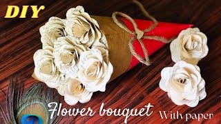 Simple paper flower bouquet with book pages  DIY  Easy tutorial [upl. by Haram]