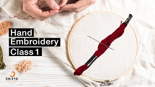 hand embroidery for beginners  class 1  step by step  119 [upl. by Nipha]