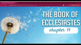 Ecclesiastes 11 Bible Study [upl. by Hedvah]