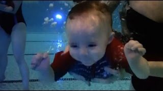 Babys First Time Underwater Swim [upl. by Kidder]