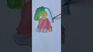 Colourful hairdoll satisfying art shorts art creative drawing painting easydrawing [upl. by Sink]