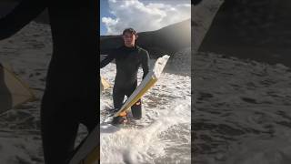 Dude breaks the board on first surf fail surf kook surfer ouch funniestvideo [upl. by Yaresed]