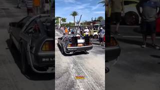 Doc Brown and his Time Machine pull up to car show delorean backtothefuture shorts [upl. by Peck]