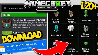 Morph Mod 🔥 For Minecraft Pe 121  All Mobs Updated [upl. by Nirtiak367]