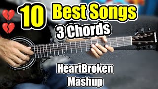 10 Best Songs  3 Open Chords  💔 Heart Broken Mashup 💔 Anyone Can Play  Most Easy Guitar Chords [upl. by Ase]