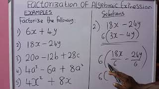 FACTORIZATION OF ALGEBRAIC EXPRESSIONS [upl. by Naniac315]