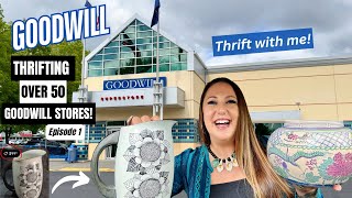 THRIFTING OVER 50 GOODWILL THRIFT STORES Epic Goodwill Thrift Tour  Thrift With Me Episode 1 [upl. by Thacher]