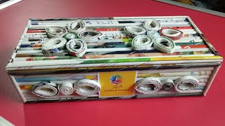 How To Make A Jewellery Box  Cosmetic Organizer with Magazine newspaper  Handmade jewellery Box [upl. by Pinzler]