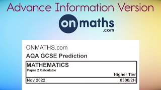 Advance Information Nov 2022 Predicted Maths GCSE Paper 2 Calculator AQA Higher Exam 83002H [upl. by Aisitel162]