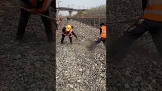 Ballasted track gravel laying process [upl. by Eelnyl]