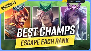 The 5 BEST CHAMPIONS to Climb for EVERY RANK  League of Legends  Season 14 [upl. by Thorfinn324]