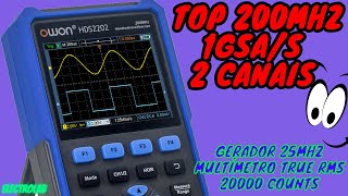 SUPER TOP osciloscópio de 200MHz Owon HDS2202S  2ch  1GSas  Gerador de funções  Multímetro [upl. by Trici]