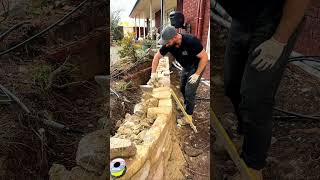 The final touches on a Sandstone Wall stonewalling canbera landscaping [upl. by Izak620]