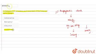 In anaphylactic shock the substancewhich causes dilation of blood vessels and capillary leakage [upl. by Goldsmith10]