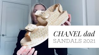 CHANEL dad sandals 2021 beige raffia [upl. by Akinar]